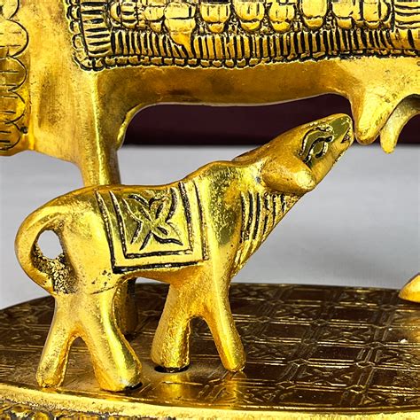 Buy Metal Kamdhenu Cow and Calf with Goddess Laxmi Sculpture | DMH ...