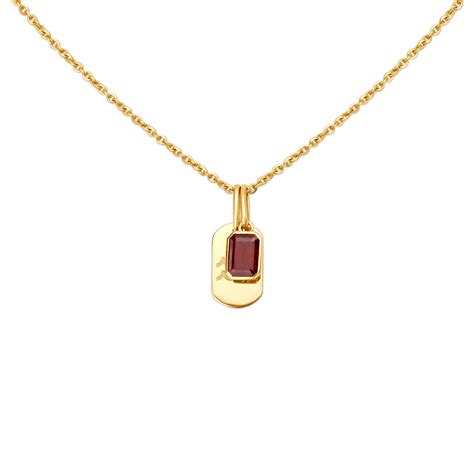Classic Gold Garnet Birthstone Pendant with Chain