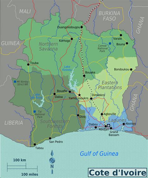 Cote D Ivoire Map Of Africa