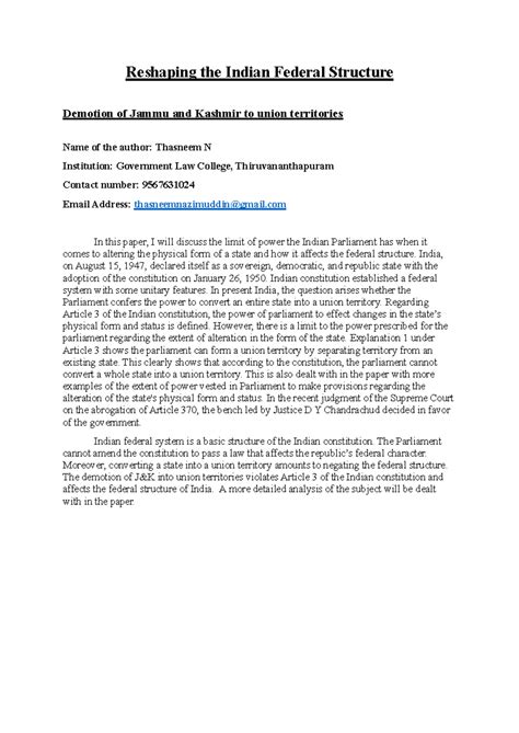 Conversion of J&K into two union territories - Reshaping the Indian ...