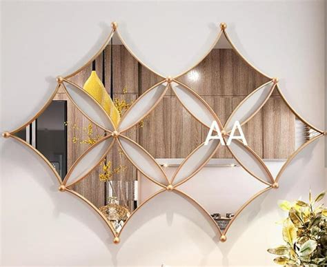 Curved Rhombus Metallic Wall Mirror ( 36 x 22 inches ) | The Gharnish