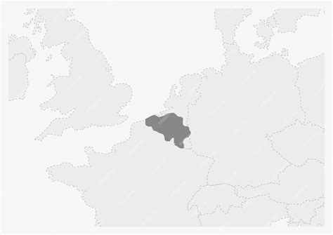 Premium Vector | Map of europe with highlighted belgium map