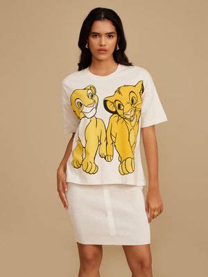 Buy Kazo Disney Simba and Nala Printed T-Shirt Beige (XXS) Online