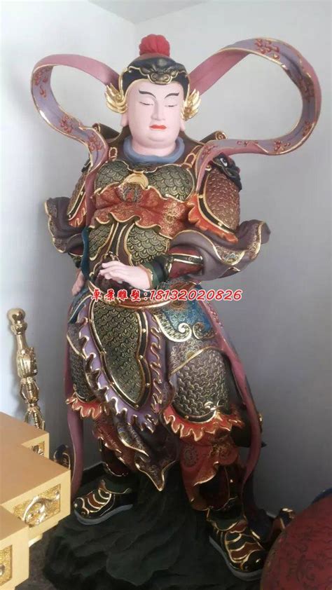韦陀菩萨雕塑，玻璃钢彩绘神仙雕塑 - 卓景雕塑公司