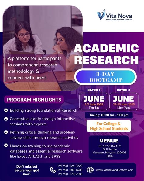 Academic Research Boot Camp 5-7 June 2025, Vita Nova Educators Private ...