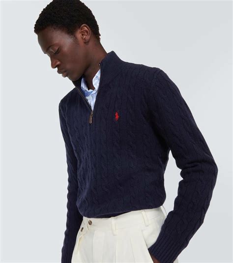 Polo Ralph Lauren Cable-knit wool and cashmere half-zip sweater Polo ...