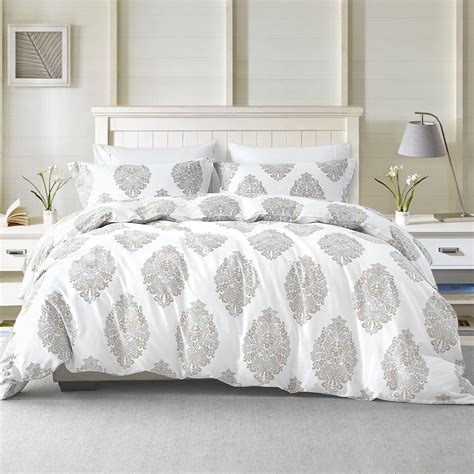 Amazon.com: CozyDH Duvet Cover Set - 100% Cotton 400TC Prewashed Gray ...