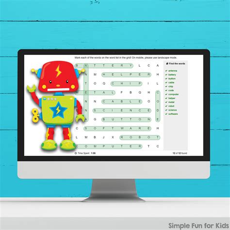 Robot Word Search Printable 的图像结果