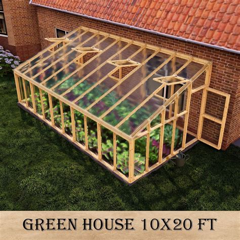 DIY 10x20 Ft Lean-to Greenhouse Plans, Wall-attached Polycarbonate ...