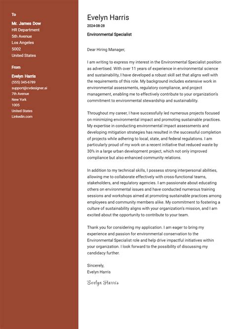 Environmental Science Cover Letter Examples 的图像结果