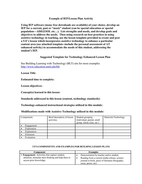 Image result for IUP Lesson Plan Example