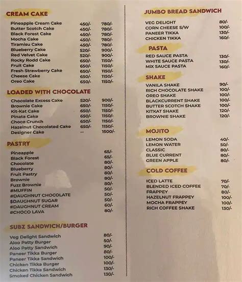 Menu at Mum cafe & bakery, New Delhi