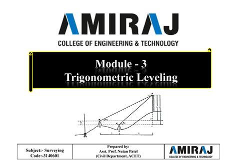 Trigonometric-leveling - Module - 3 Trigonometric Leveling Prepared by ...