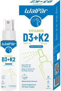 WALPAR Vitamin D Daily Oral Spray D3 600 IU + K2 50mcg Natural ...