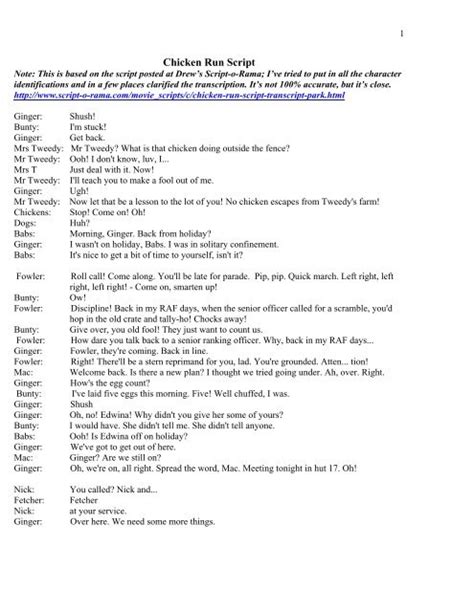 Image result for Chicken Run Script