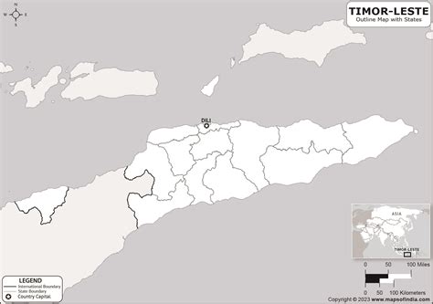Timor Leste Outline Map | Timor Leste Outline Map with State Boundaries