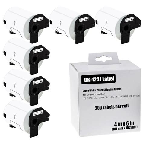 Buy 2 Rolls 4X6 in Large Shipping Labels DK-1241 Fits Brother QL ...