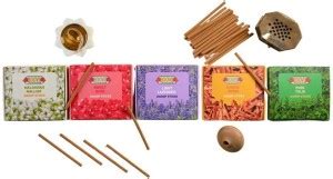 HOOVU Complete Dhoop Sticks Set: 5 Fragrances Mix, Rose, Jasmin ...