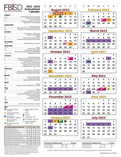 Fort Bend Independent School District Calendar 2022-2023