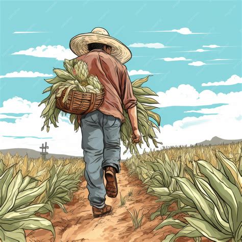 Premium Photo | HardWorking Hero The Adventures of a Mexican Farm Worker in a CropFilled Field