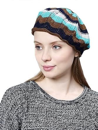 Buy BHARATASYA Crochet Knit Cotton French Beret for Women Multi (Brown ...