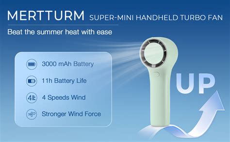 MERTTURM® Handheld Fan, Portable Mini Turbo Fan, 3000mAh USB ...