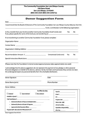 Fillable Online cfsloco Donor Suggestion Form - San Luis Obispo County ...