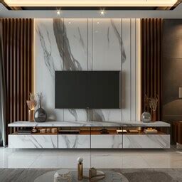 Contemporary Glossy Irish Cream TV Cabinet Design With Tall Storage Unit