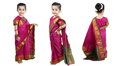 Buy Silk Pre-Stitched Saree For Kids Diwali / Teacher's Day ( any ...