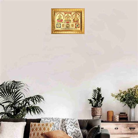 HAWAI Laxmi Kuber Ganesh Yantra Plated Wall Hanging Photo Frame for ...