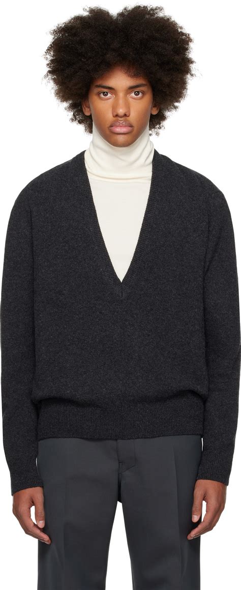 LEMAIRE Gray Deep V-Neck Sweater Lemaire