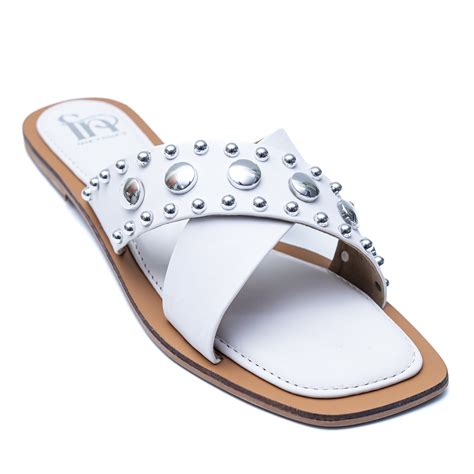 Crystal Criss Cross Flats - White