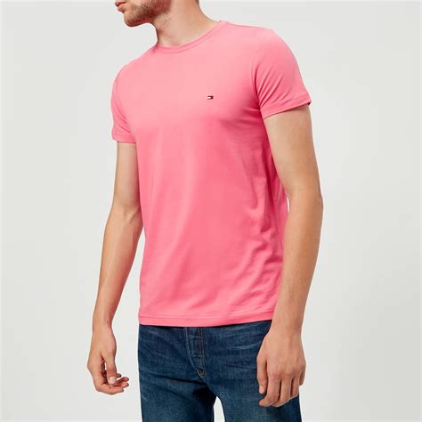 Tommy Hilfiger Cotton Stretch Slim Fit T-shirt in Pink for Men - Lyst