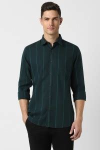 PETER ENGLAND Men Striped Casual Dark Green Shirt - Buy PETER ENGLAND ...