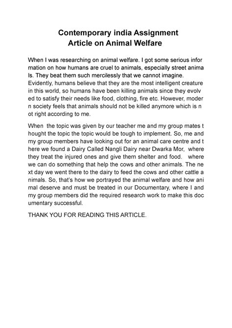 Contemporary india Assignment Article on our contribution towards ...