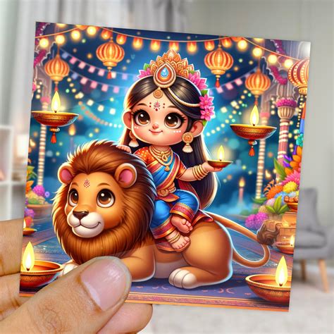 90mm x 90mm Glossy Photo Print of Cute Goddess Durga Maa 110009 ...