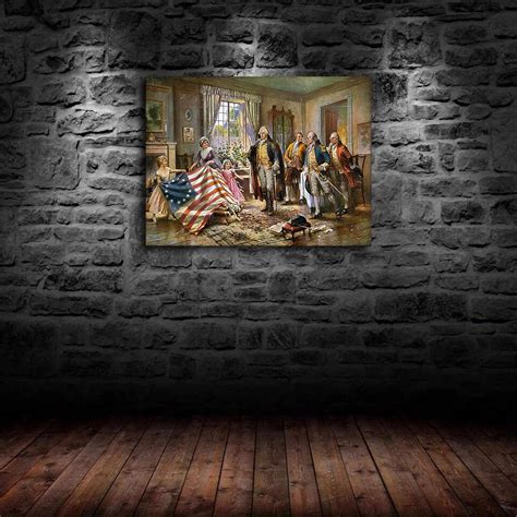 George Washington con Betsy Ross Designing The 1st American Flag Us ...