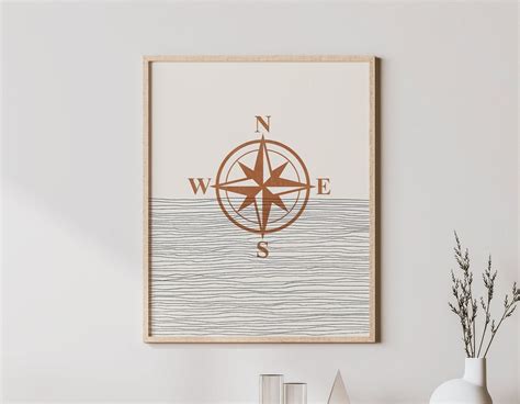 Boho Compass Print - Compass Wall Art / Decor, Minimalist Poster, Compass Illustration, Gift ...