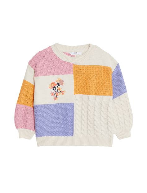 Buy Cotton Rich Patchwork Jumper (2-8 Yrs) at Marks & Spencer