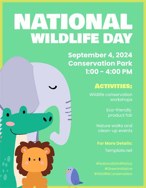 Free Green National Wildlife Day Flyer Template to Edit Online