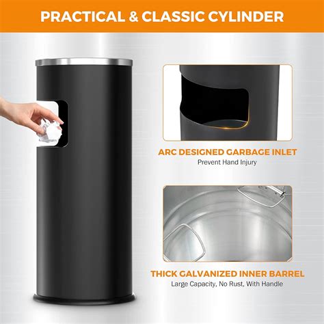 Buy BEAMNOVA Outdoor Trash Can with Lid Black Stainless Steel ...