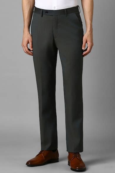 Buy Men Green Slim Fit Textured Flat Front Formal Trousers Online ...