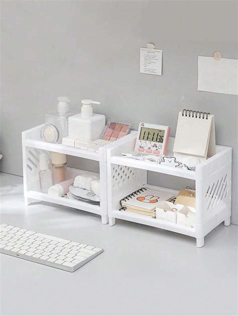 1pc Double-Layer Desk Organizer Rack, Home Decor Display Shelf, Desktop ...