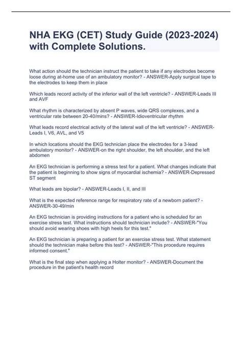 NHA EKG (CET) Study Guide () with Complete Solutions. - NHA EKG - Stuvia US