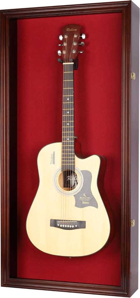 DisplayGifts Wall Mountable Solid Wood Guitar Display Case with India ...