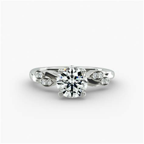 Twisted Vine Side Stone Diamond Engagement Ring In 18K White Gold-17557w