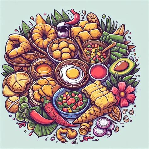 A drawing of food including eggs vegetables and fruits | Premium AI ...