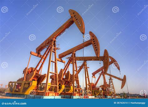 Oil pump jacks (HDR) stock photo. Image of connector - 28762614