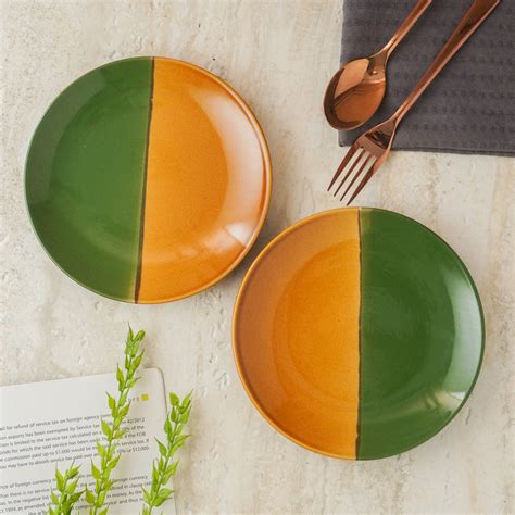 Dual-Tone Ceramic Dinner Plates- Set of 2 – The Decor Mart