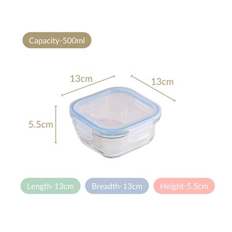 Safe Lock Glass Storage Container Set of 2 Airtight 500ml Online ...
